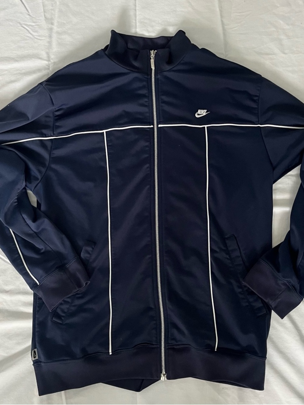 Y2K Tracksuits Nike Men’s Navy Jacket with White Piping
L
